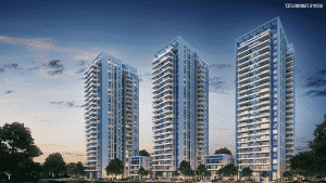 הדמיה של שלושה מגדלים ושני בניינים מרקמים