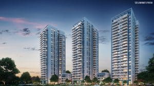 הדמיה של שלושה מגדלים ושני בניינים מרקמים